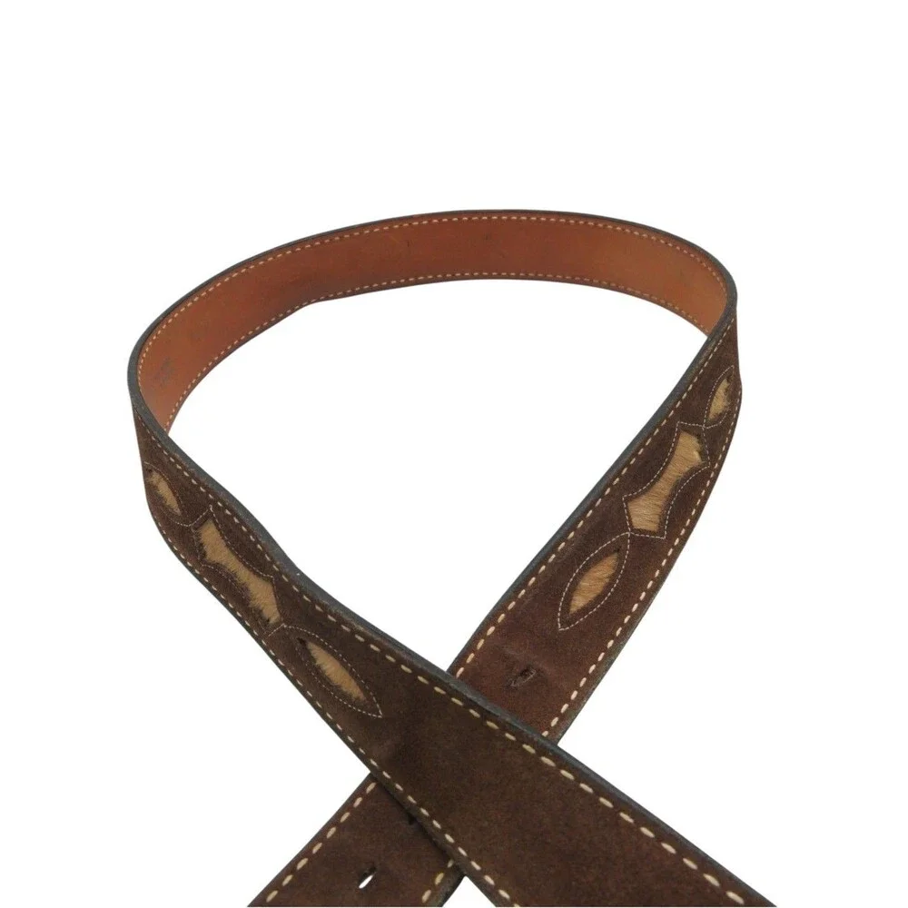 Vintage Justin Mens Leather Belt Size 40 Brown Suede Hair-on-Hide Western